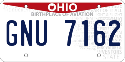 OH license plate GNU7162