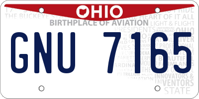 OH license plate GNU7165