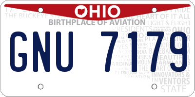 OH license plate GNU7179
