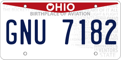 OH license plate GNU7182