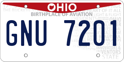 OH license plate GNU7201