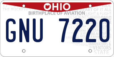 OH license plate GNU7220