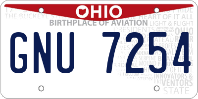 OH license plate GNU7254