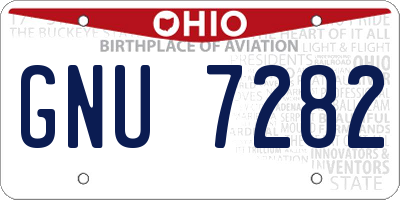 OH license plate GNU7282