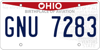 OH license plate GNU7283