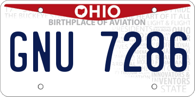OH license plate GNU7286