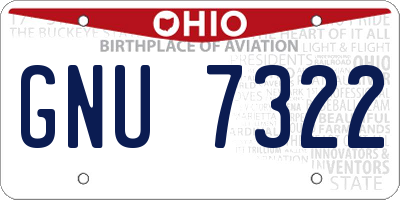 OH license plate GNU7322