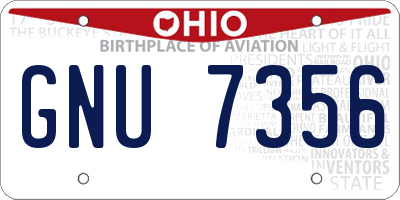 OH license plate GNU7356