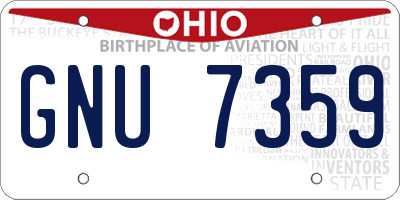 OH license plate GNU7359