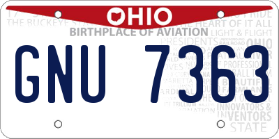OH license plate GNU7363