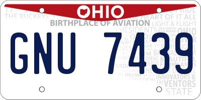 OH license plate GNU7439
