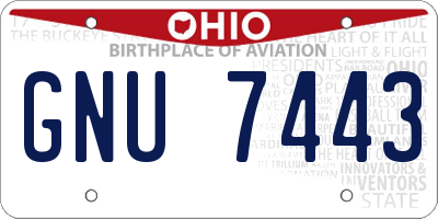 OH license plate GNU7443