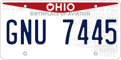 OH license plate GNU7445