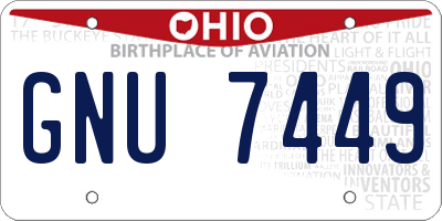 OH license plate GNU7449