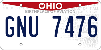 OH license plate GNU7476