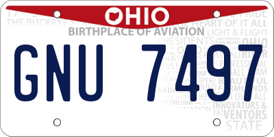 OH license plate GNU7497