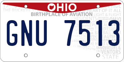OH license plate GNU7513