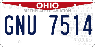 OH license plate GNU7514