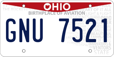 OH license plate GNU7521