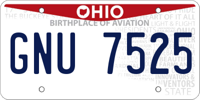 OH license plate GNU7525