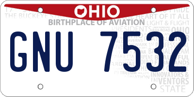 OH license plate GNU7532