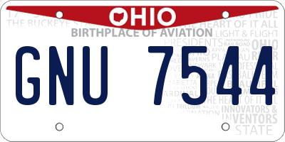 OH license plate GNU7544