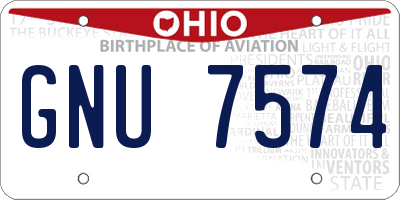 OH license plate GNU7574