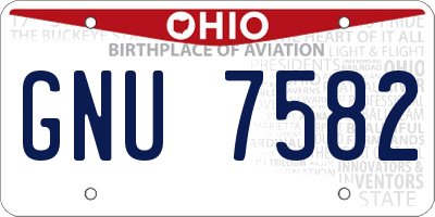 OH license plate GNU7582