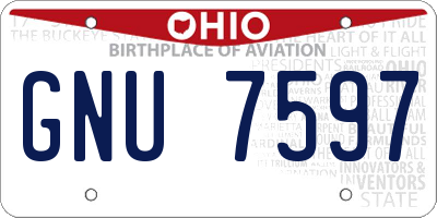 OH license plate GNU7597