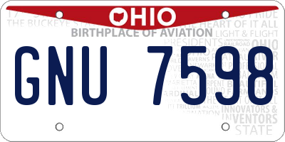 OH license plate GNU7598
