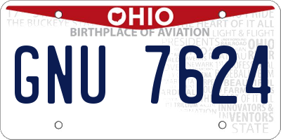 OH license plate GNU7624