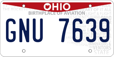 OH license plate GNU7639