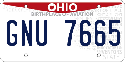 OH license plate GNU7665