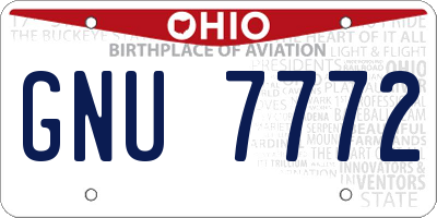 OH license plate GNU7772
