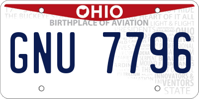 OH license plate GNU7796