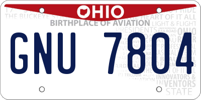 OH license plate GNU7804