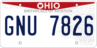 OH license plate GNU7826