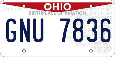 OH license plate GNU7836