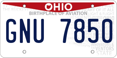 OH license plate GNU7850