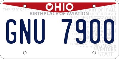 OH license plate GNU7900