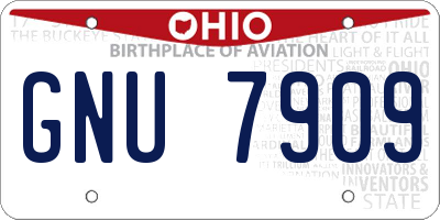 OH license plate GNU7909