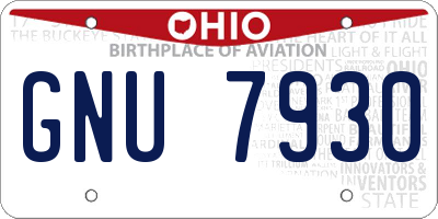 OH license plate GNU7930
