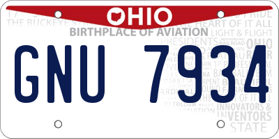 OH license plate GNU7934