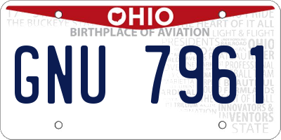 OH license plate GNU7961