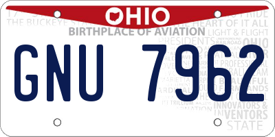 OH license plate GNU7962