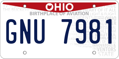 OH license plate GNU7981