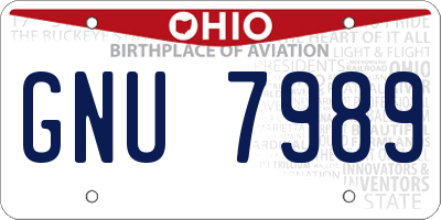 OH license plate GNU7989