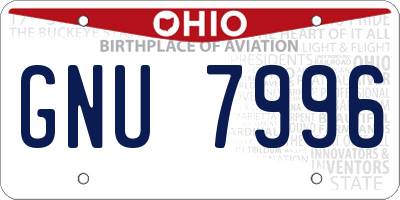 OH license plate GNU7996