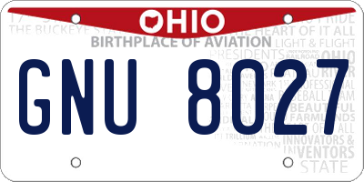 OH license plate GNU8027