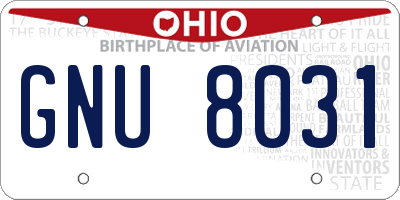 OH license plate GNU8031